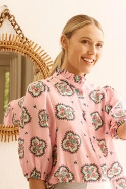 Lume Shirt In Pale Pink Mosaic -Deux Amies Shop alessandra shirts lume shirt in pale pink mosaic 40016142237990