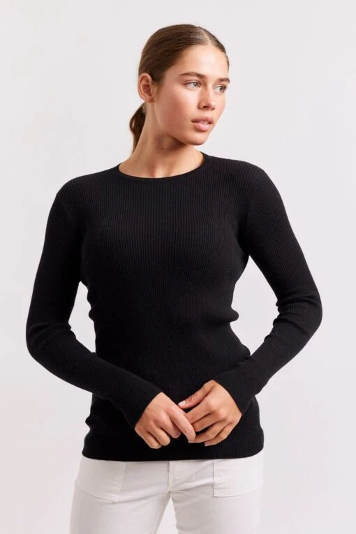 Marley Cotton Cashmere Top In Black -Deux Amies Shop alessandra shirts marley cotton cashmere top in black 41312899170598