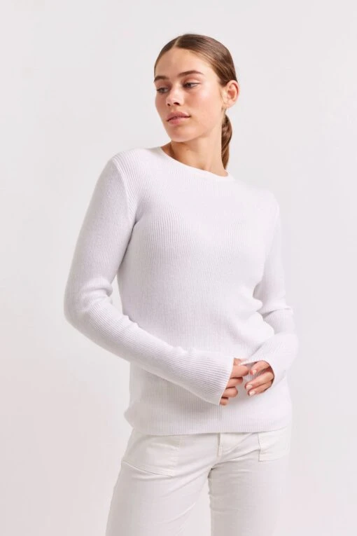 Marley Cotton Cashmere Top In White -Deux Amies Shop alessandra shirts marley cotton cashmere top in white 41312936165670