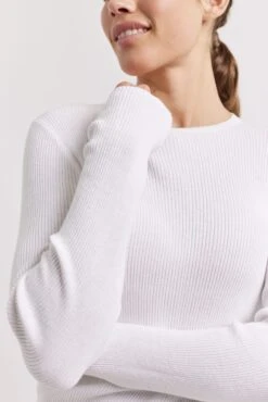 Marley Cotton Cashmere Top In White -Deux Amies Shop alessandra shirts marley cotton cashmere top in white 41312936788262