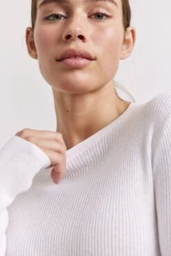 Marley Cotton Cashmere Top In White -Deux Amies Shop alessandra shirts marley cotton cashmere top in white 41312938688806