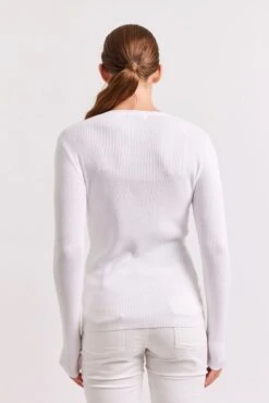 Marley Cotton Cashmere Top In White -Deux Amies Shop alessandra shirts marley cotton cashmere top in white 41312938918182