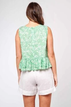 Mia Top In Basil Ditsy -Deux Amies Shop alessandra shirts mia top in basil ditsy 40090864222502