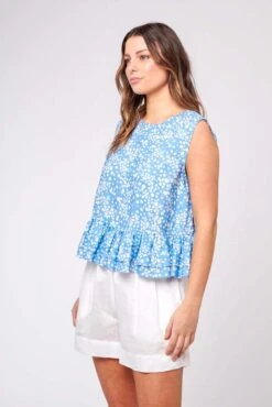 Mia Top In Bluebell Ditsy -Deux Amies Shop alessandra shirts mia top in bluebell ditsy 40090867695910