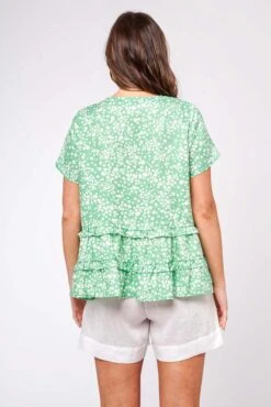 Toffee Top In Basil Ditsy -Deux Amies Shop alessandra shirts toffee top in basil ditsy 40090884505894