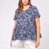 Toffee Top In Navy Ditsy