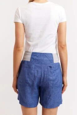 Midi Linen Shorts In Denim 5 Midi Linen Shorts In Denim -Deux Amies Shop alessandra shorts midi linen shorts in denim 39872907608358