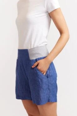 Deux Amies Shop -Deux Amies Shop alessandra shorts midi linen shorts in denim 39872907739430