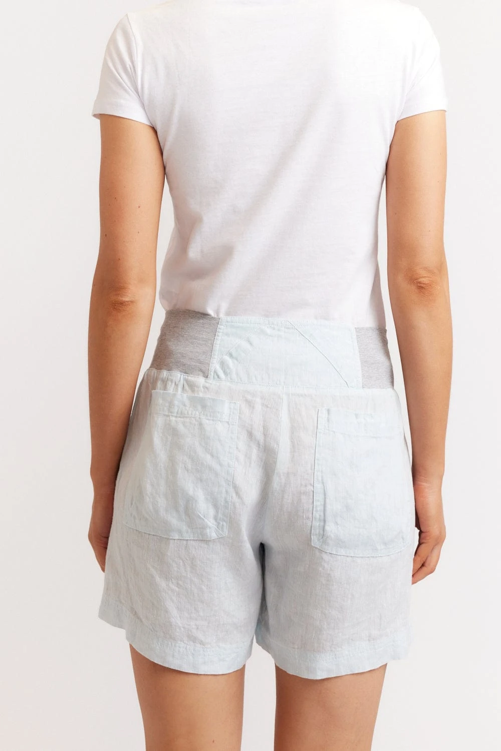 Midi Linen Shorts In Ice Blue 3 Midi Linen Shorts In Ice Blue - Image 3