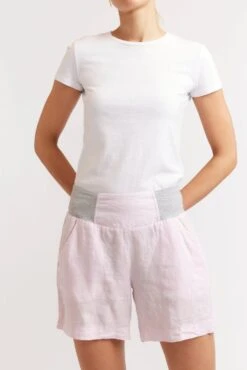 Midi Linen Shorts In Sherbet