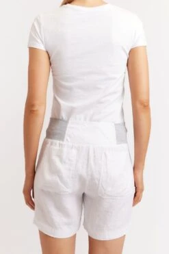 Midi Linen Shorts In White -Deux Amies Shop alessandra shorts midi linen shorts in white 39872910754086