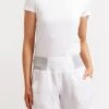 Midi Linen Shorts In White