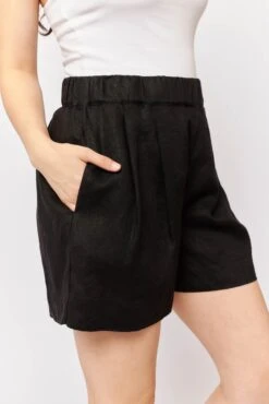 Remy Short In Black Linen -Deux Amies Shop alessandra shorts remy short in black linen 31264095993910