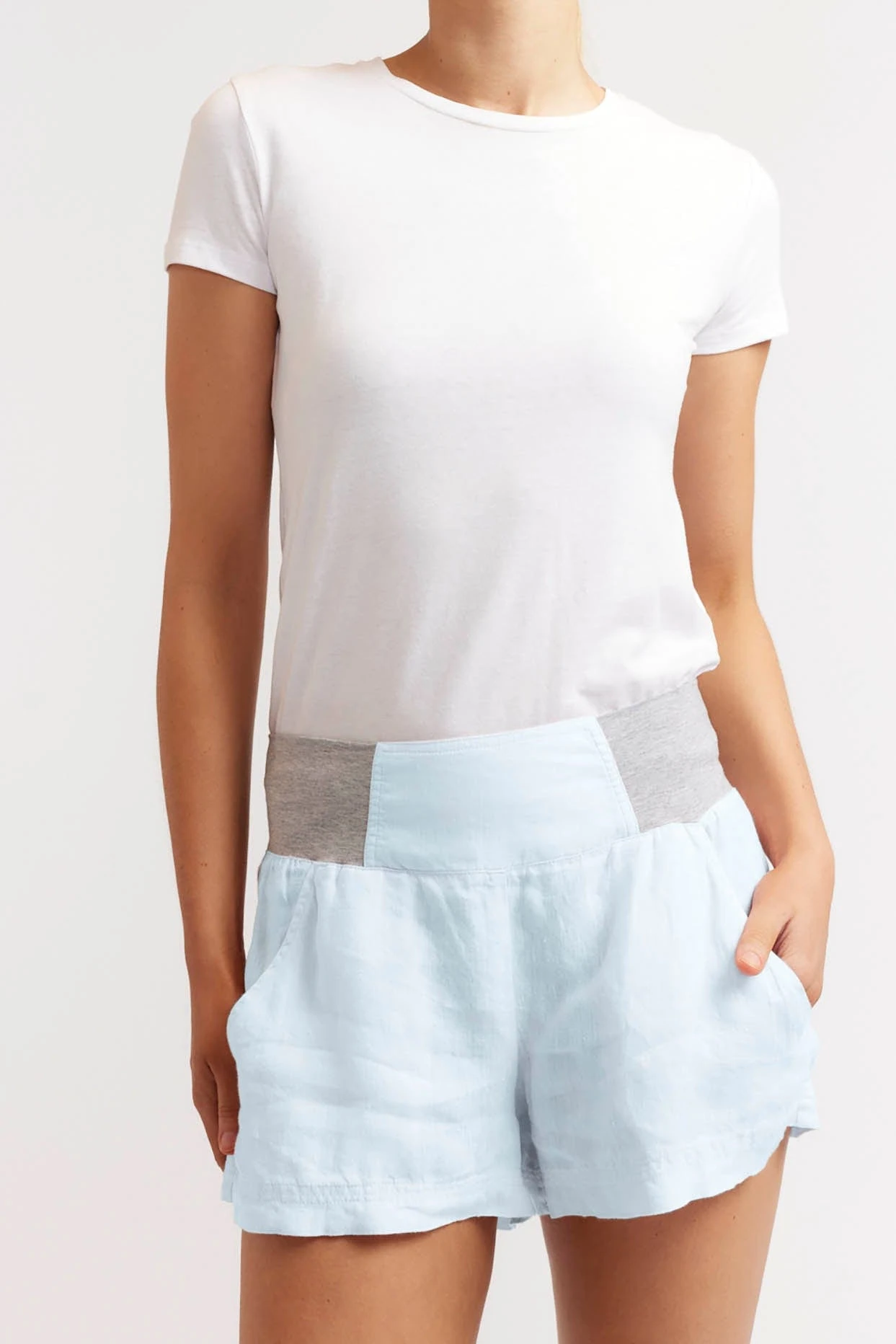 Shortie Linen Shorts In Ice Blue 1 Shortie Linen Shorts In Ice Blue