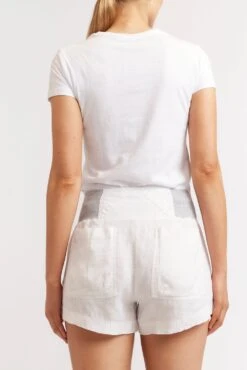 Shortie Linen Shorts In White -Deux Amies Shop alessandra shorts shortie linen shorts in white 39872939458854