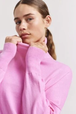 A Polo Bay Cotton Cashmere Sweater In Lipstick