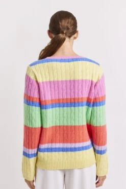 Aspen Stripe Cashmere Sweater In Lemon -Deux Amies Shop alessandra sweater aspen stripe cashmere sweater in lemon 41227167039782