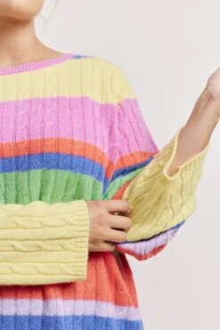 Aspen Stripe Cashmere Sweater In Lemon -Deux Amies Shop alessandra sweater aspen stripe cashmere sweater in lemon 41227168612646