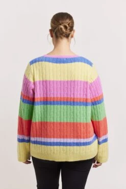 Aspen Stripe Cashmere Sweater In Lemon -Deux Amies Shop alessandra sweater aspen stripe cashmere sweater in lemon 41227169071398