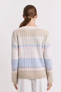 Aspen Stripe Cashmere Sweater In Muesli 11 Aspen Stripe Cashmere Sweater In Muesli -Deux Amies Shop alessandra sweater aspen stripe cashmere sweater in muesli 41227994431782