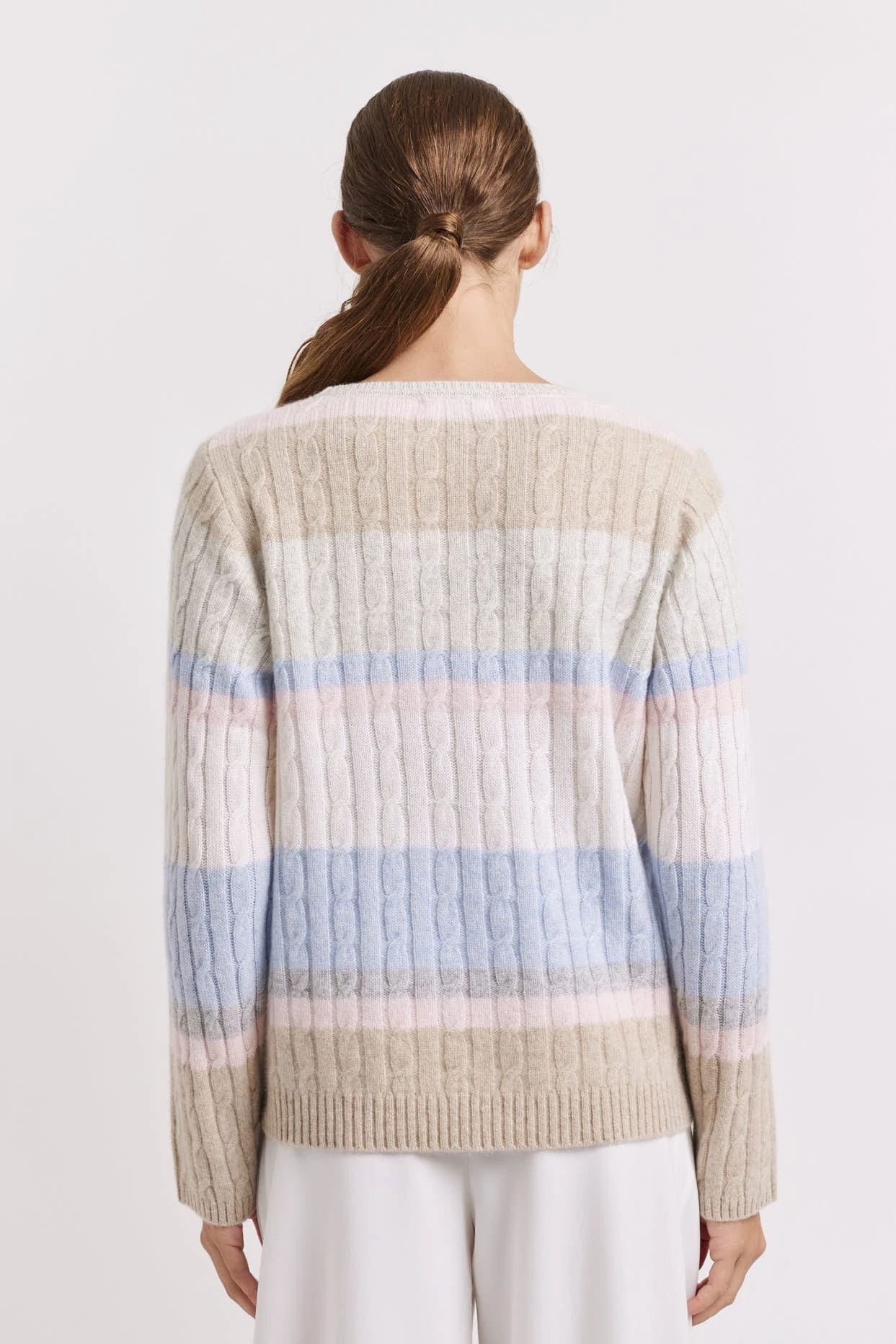 Aspen Stripe Cashmere Sweater In Muesli 6 Aspen Stripe Cashmere Sweater In Muesli - Image 6
