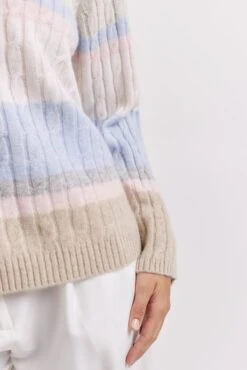 Aspen Stripe Cashmere Sweater In Muesli 9 Aspen Stripe Cashmere Sweater In Muesli -Deux Amies Shop alessandra sweater aspen stripe cashmere sweater in muesli 41227996102950