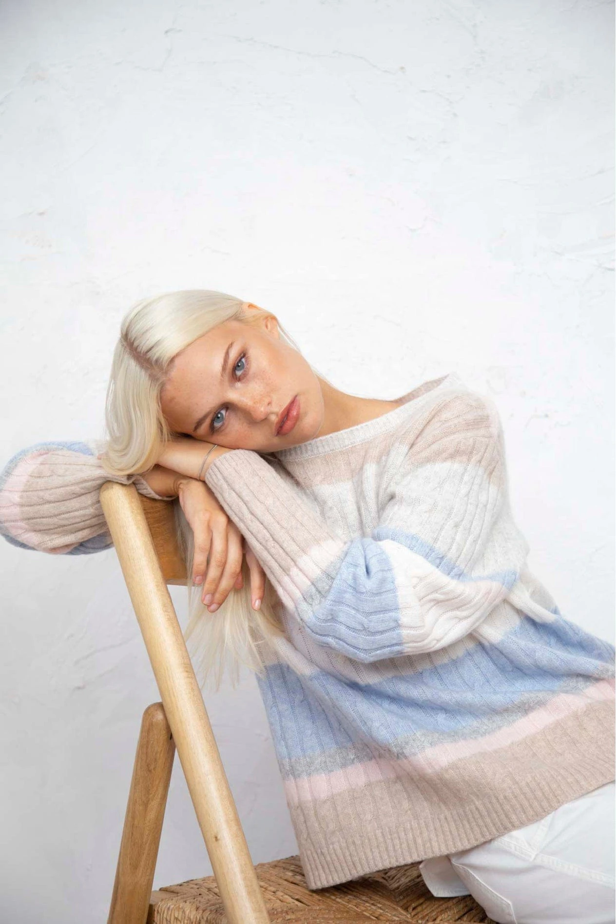 Aspen Stripe Cashmere Sweater In Muesli 2 Aspen Stripe Cashmere Sweater In Muesli - Image 2
