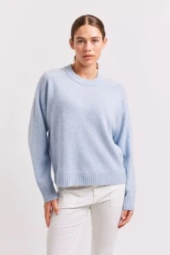 Blair Cashmere Sweater In Water -Deux Amies Shop alessandra sweater blair cashmere sweater in water 41227243979046