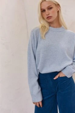 Blair Cashmere Sweater In Water -Deux Amies Shop alessandra sweater blair cashmere sweater in water 41421652427046