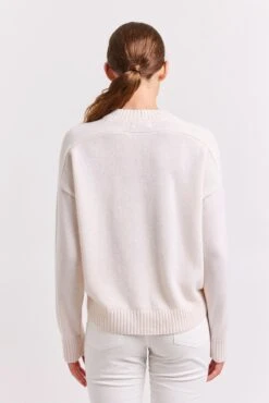 Blair Cashmere Sweater In White -Deux Amies Shop alessandra sweater blair cashmere sweater in white 41227264098598