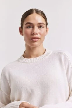 Blair Cashmere Sweater In White -Deux Amies Shop alessandra sweater blair cashmere sweater in white 41227267834150