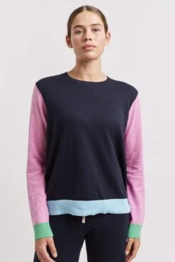 Eton Cotton Cashmere Sweater In Neat Navy