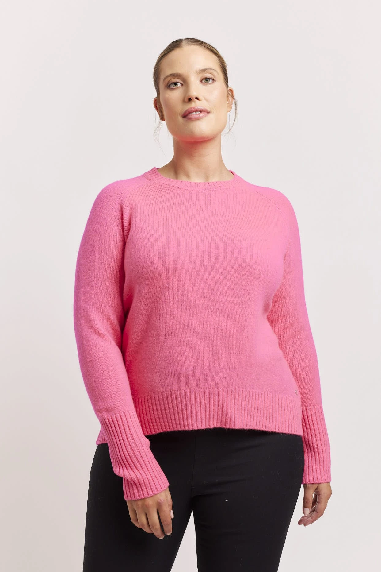 Fifi Crew Cashmere Sweater In Electric Pink 2 Fifi Crew Cashmere Sweater In Electric Pink - Image 2