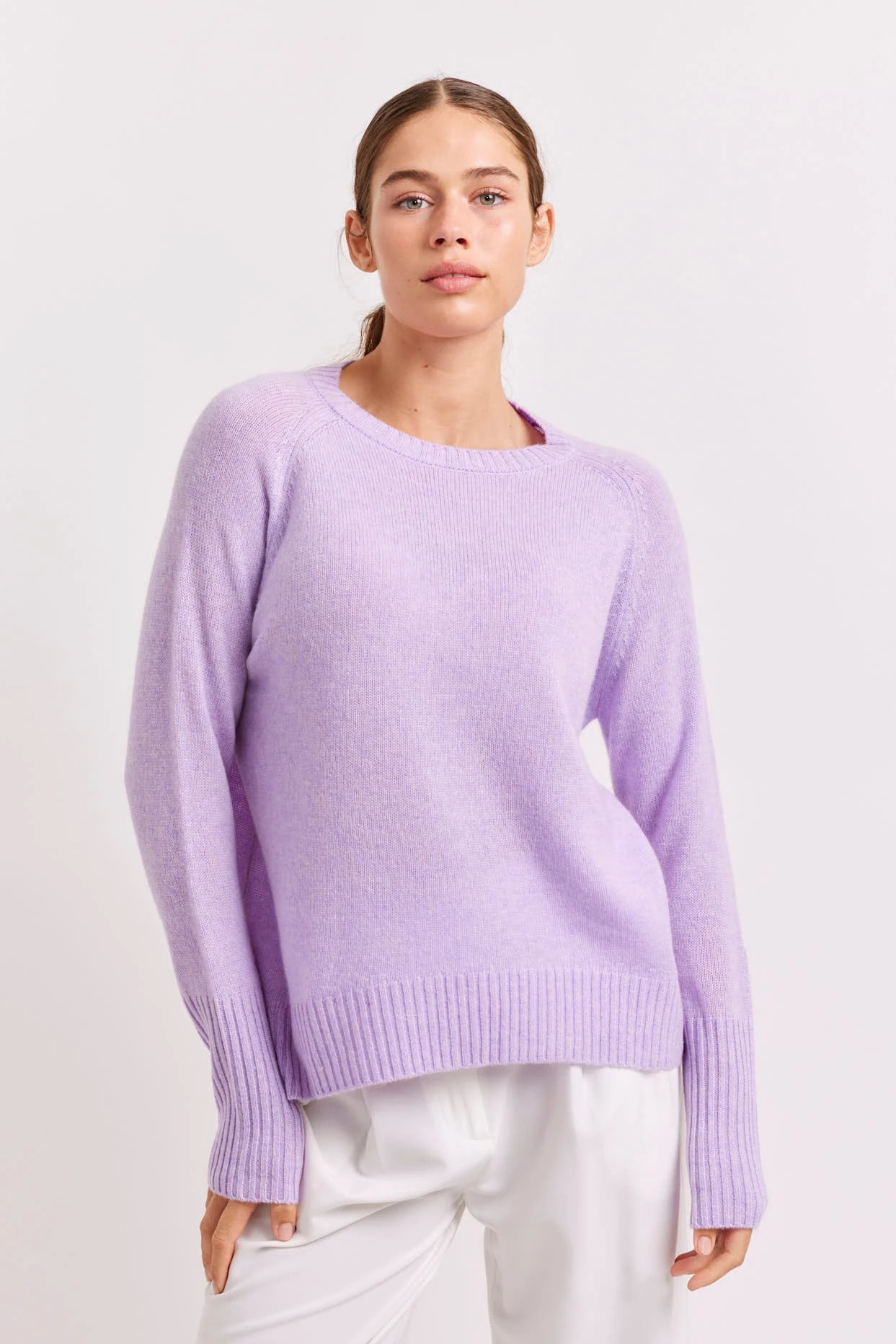 Fifi Crew Cashmere Sweater In Lavender 2 Fifi Crew Cashmere Sweater In Lavender - Image 2