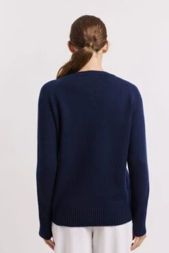 Fifi Crew Cashmere Sweater In Navy -Deux Amies Shop alessandra sweater fifi crew cashmere sweater in navy 41227941282086