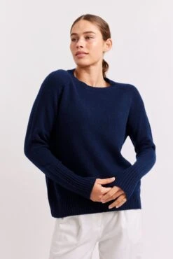 Fifi Crew Cashmere Sweater In Navy