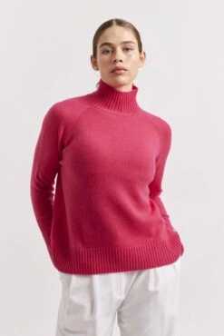 Fifi Polo Cashmere Sweater In Crimson -Deux Amies Shop alessandra sweater fifi polo cashmere sweater in crimson 41227302797606