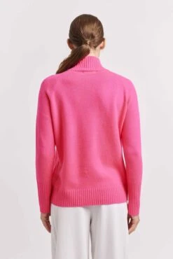Fifi Polo Cashmere Sweater In Electric Pink -Deux Amies Shop alessandra sweater fifi polo cashmere sweater in electric pink 41322110746918