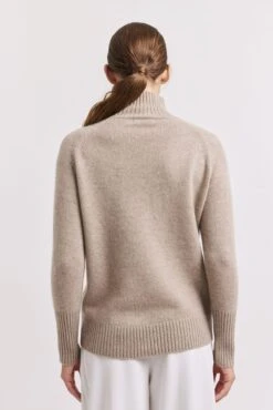 Fifi Polo Cashmere Sweater In Walnut -Deux Amies Shop alessandra sweater fifi polo cashmere sweater in walnut 41227391140134