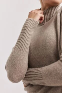 Fifi Polo Cashmere Sweater In Walnut -Deux Amies Shop alessandra sweater fifi polo cashmere sweater in walnut 41227393597734