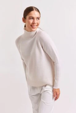 Fifi Polo Cashmere Sweater In White -Deux Amies Shop alessandra sweater fifi polo cashmere sweater in white 41227401658662