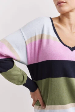 Parfait V-Neck Cotton Cashmere Sweater In Frost Blue -Deux Amies Shop alessandra sweater parfait v neck cotton cashmere sweater in frost blue 41312878919974